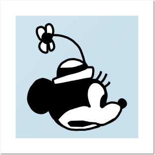 Portrait Running Cartoon Girl Mouse in Steamboat Willie Posters and Art